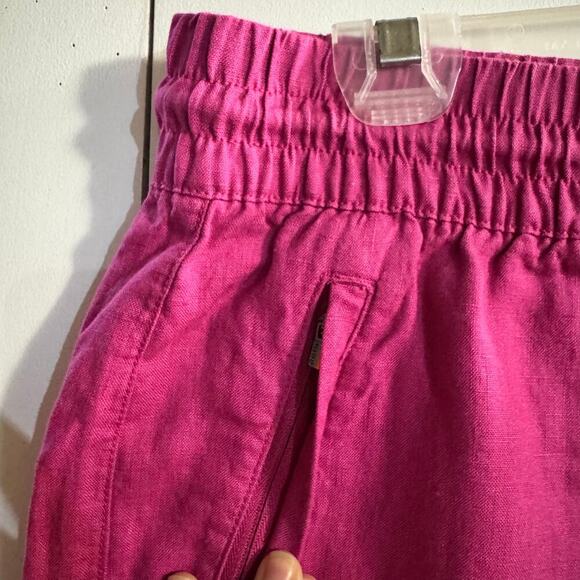 Athleta Retreat Linen Mid Rise Wide Leg Pant Women’s Medium Tall Pink Pockets - Picture 8 of 11